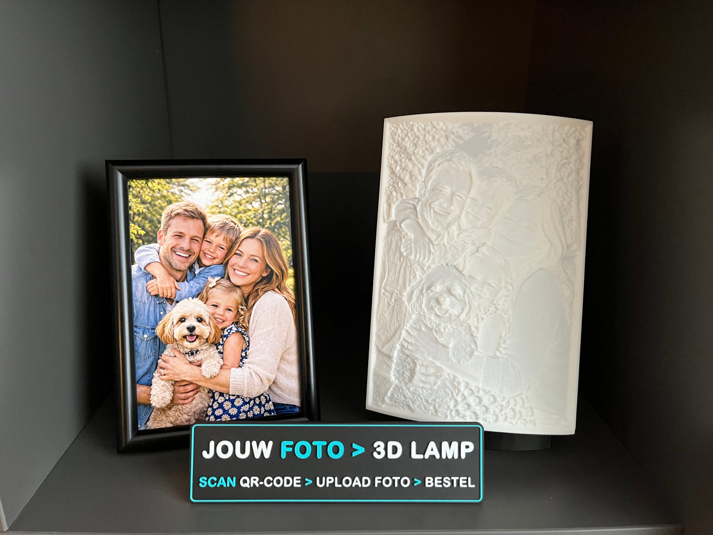 Foto 3D-lamp uit, als wit sculptuur
